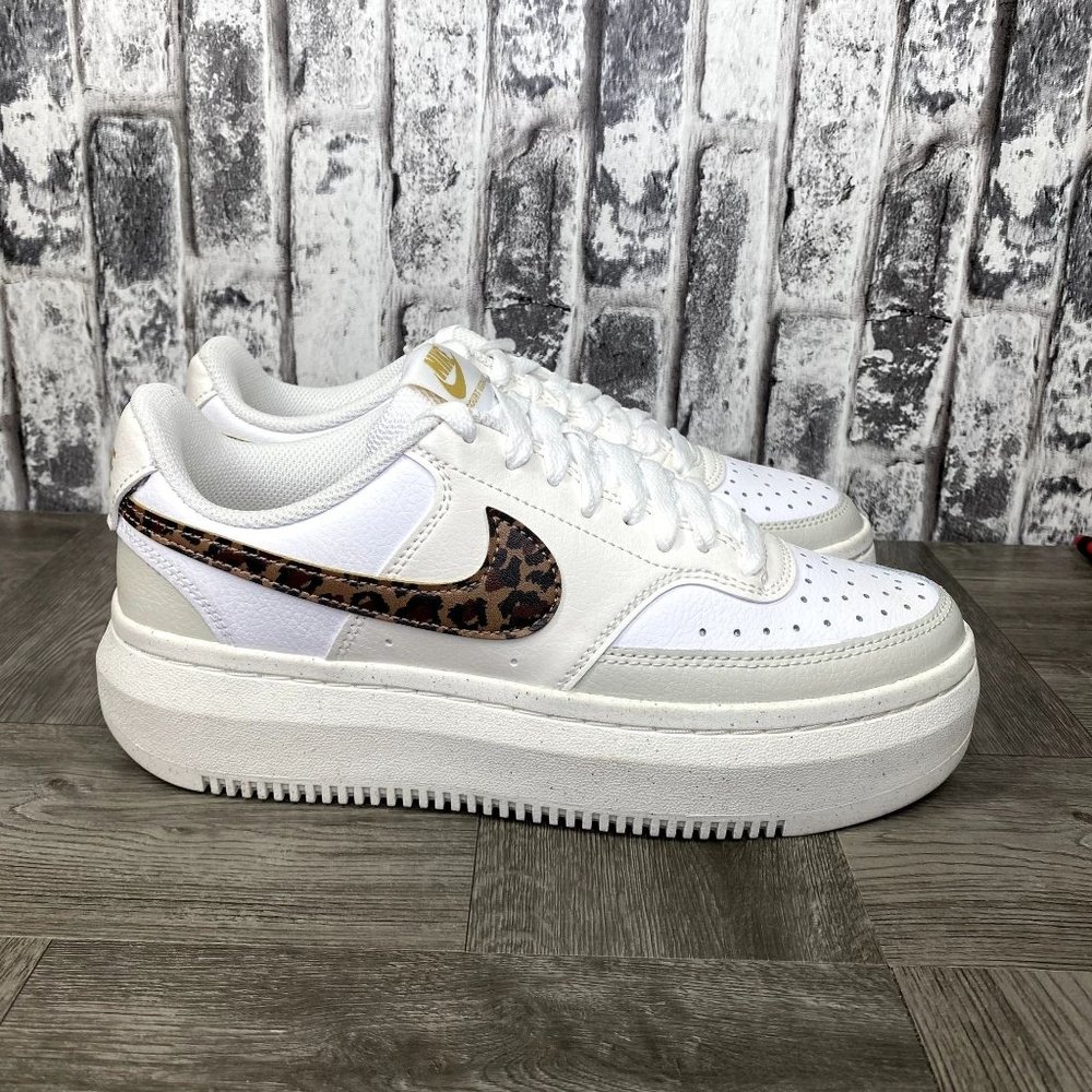 Nike White and Leopard Print Athletic Shoes 7.5